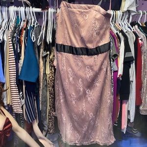 NWOT George pink dress mesh and lace straps black adjustable size small.